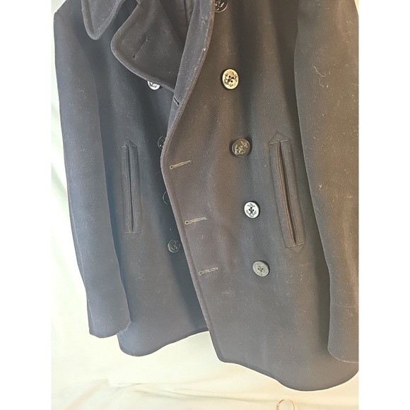 US COAST GUARD PEACOAT - VINTAGE Blue Wool Coat Mens 36 Reg, MEDIUM - Picture 2 of 15